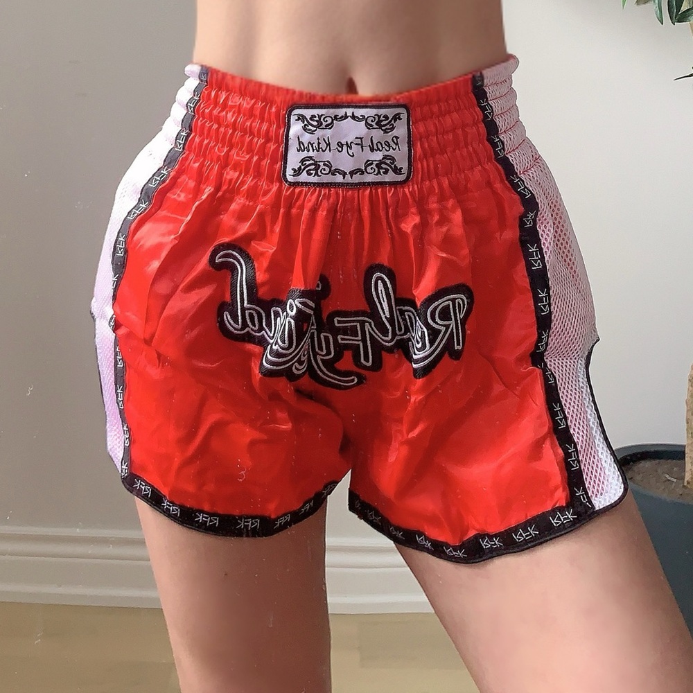 Vintage Red Unisex Boxing Shorts | Moto Style | Size M